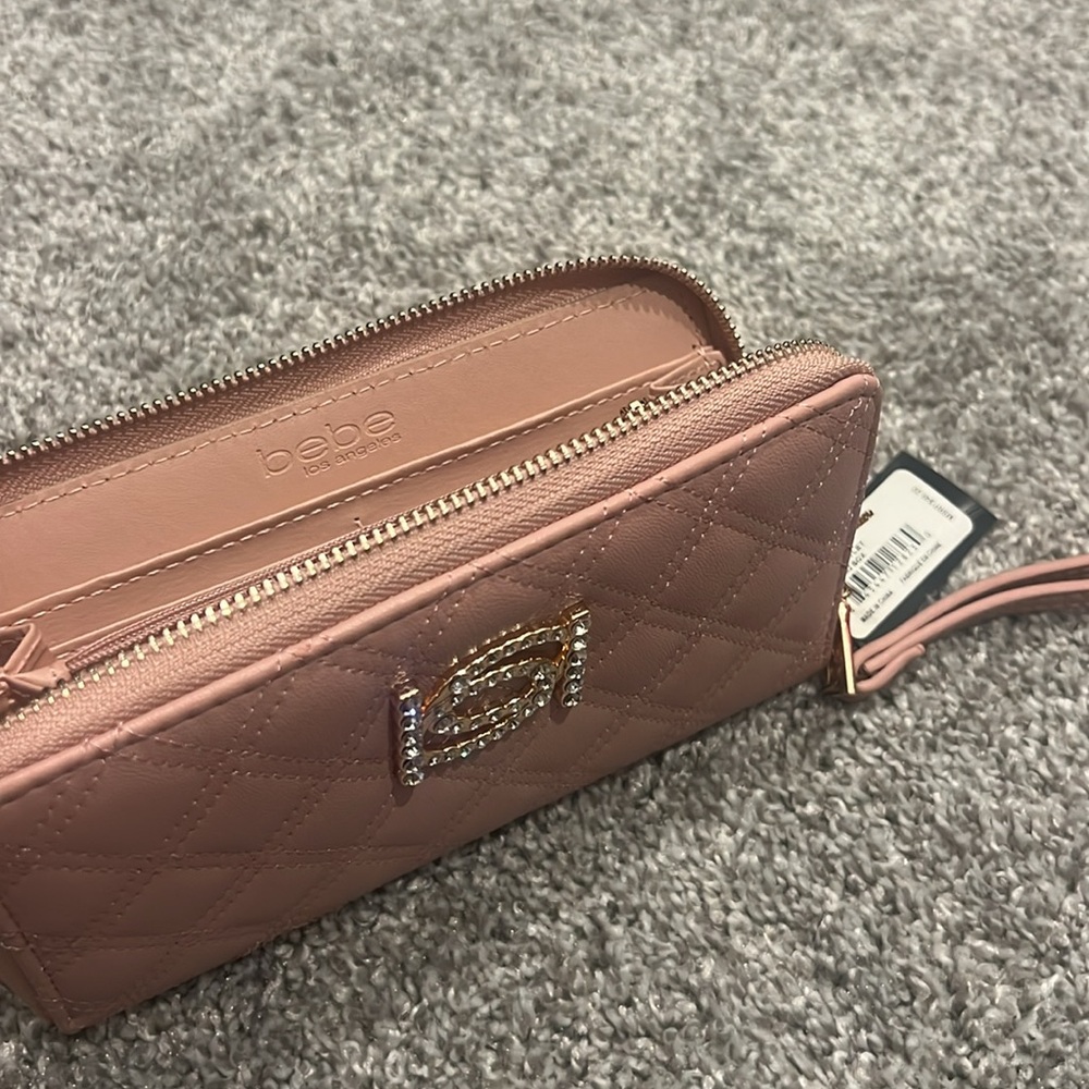 Bebe Pink Quilted Wristlet Wallet